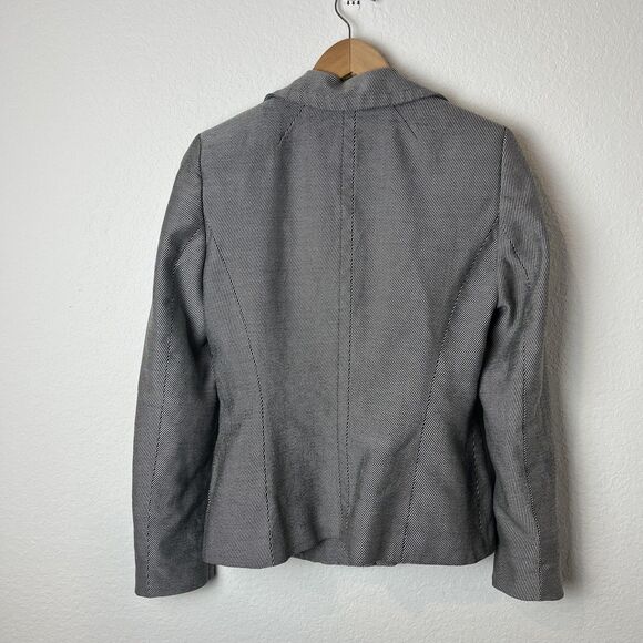 Escada Blazer Womens 36 Gray Black Herringbone Virgin Wool Blend Tailored Fitted - Picture 3 of 6